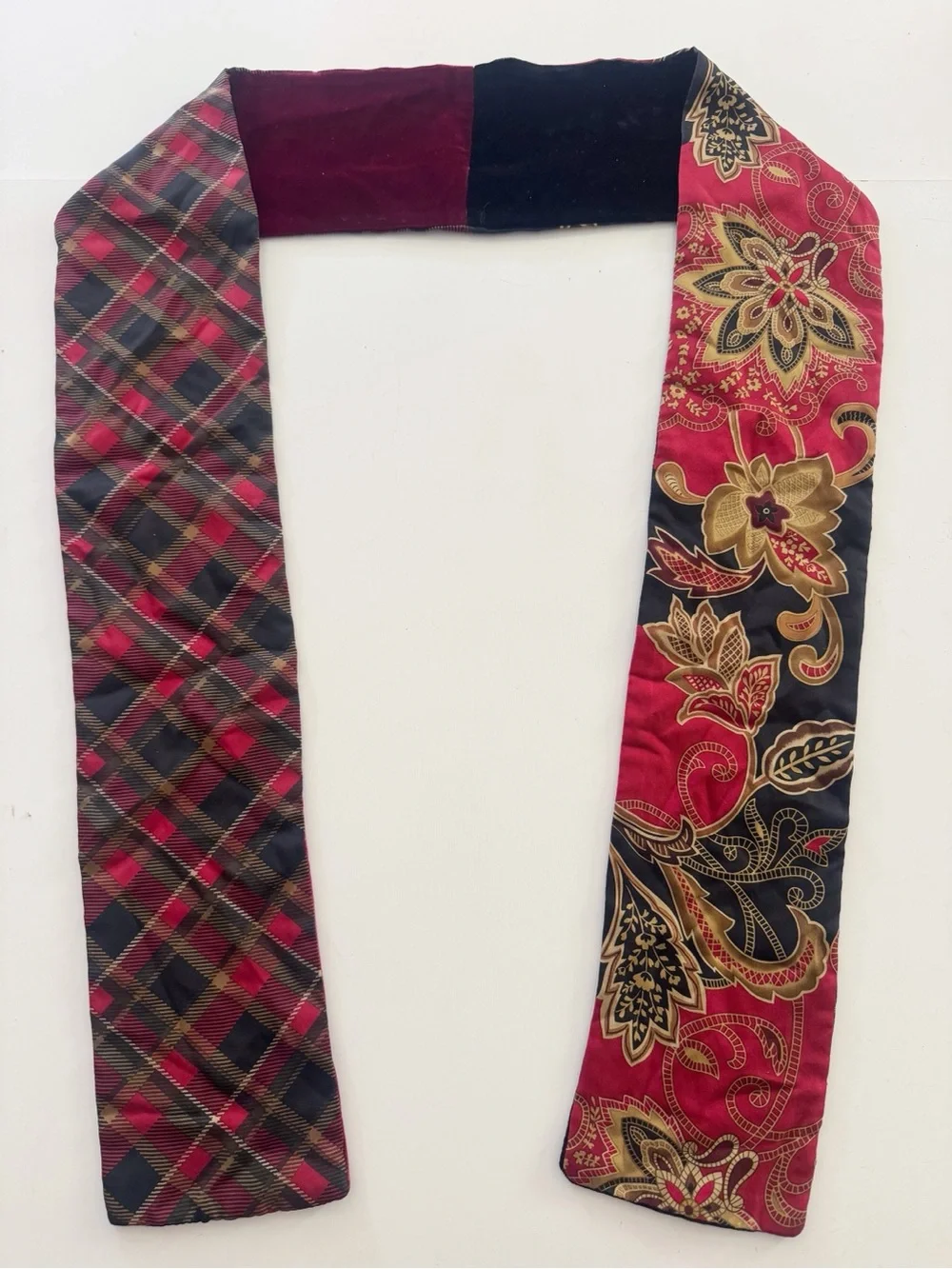 Silk Velvet Mixed-Pattern Reversible Scarf